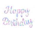 JHZMCRX Iridescent Happy Birthday Banner – Glitter Letter Garland for Parties (Multicolored)