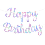JHZMCRX Iridescent Happy Birthday Banner – Glitter Letter Garland for Parties (Multicolored)