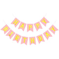 JHZMCRX Light Pink Happy Birthday Banner Sign – Personalized Name Banner with Golden Letters