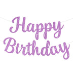 JHZMCRX Light Purple Glitter Happy Birthday Banner – DIY Letter Sign & Party Backdrop