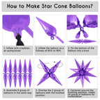 JHZMCRX 72 Pcs Purple Star Foil Balloons – Explosion Star Balloons for Star Arch & Backdrops
