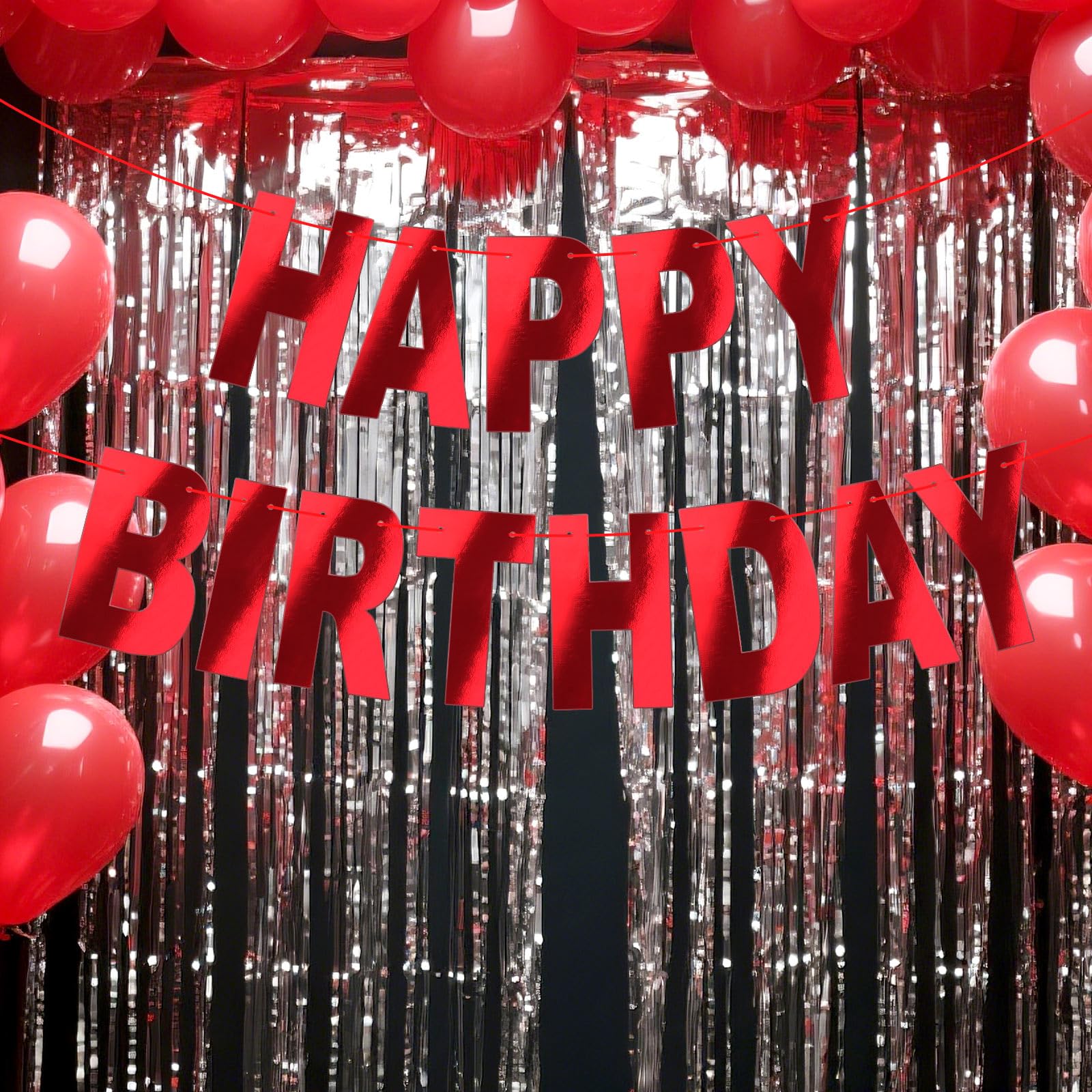 JHZMCRX Red Happy Birthday Banner Sign | Personalized DIY Birthday Garland