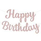 JHZMCRX Rose Gold Happy Birthday Banner with Glitter Letters | Party Backdrop Decor