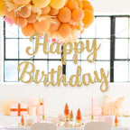 JHZMCRX Glitter Happy Birthday Banner Sign – Gold Party Backdrop & Wall Banner