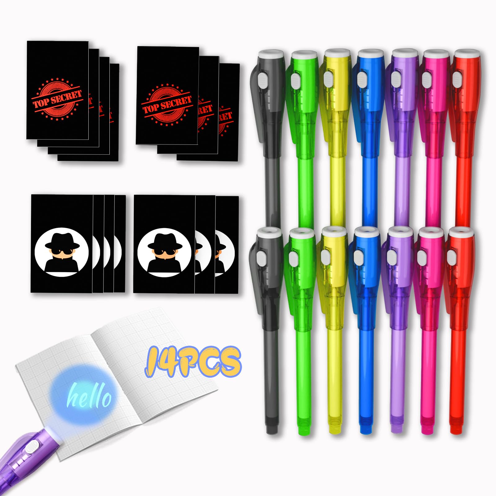 JIMMIDDA Invisible Ink Pen Spy Game – 14-Piece Kids Party Favors Kit