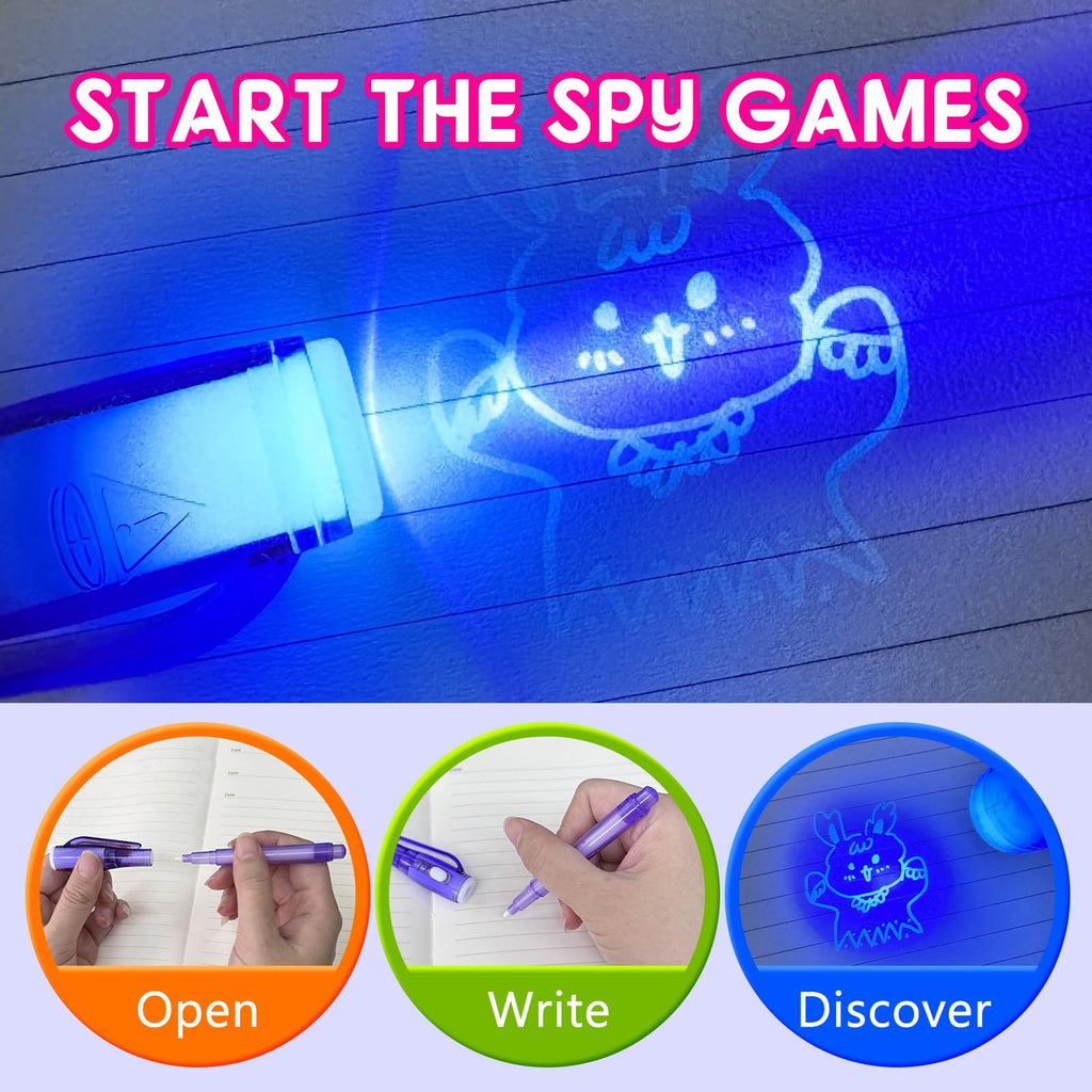 JIMMIDDA Invisible Ink Pen Spy Game – 14-Piece Kids Party Favors Kit