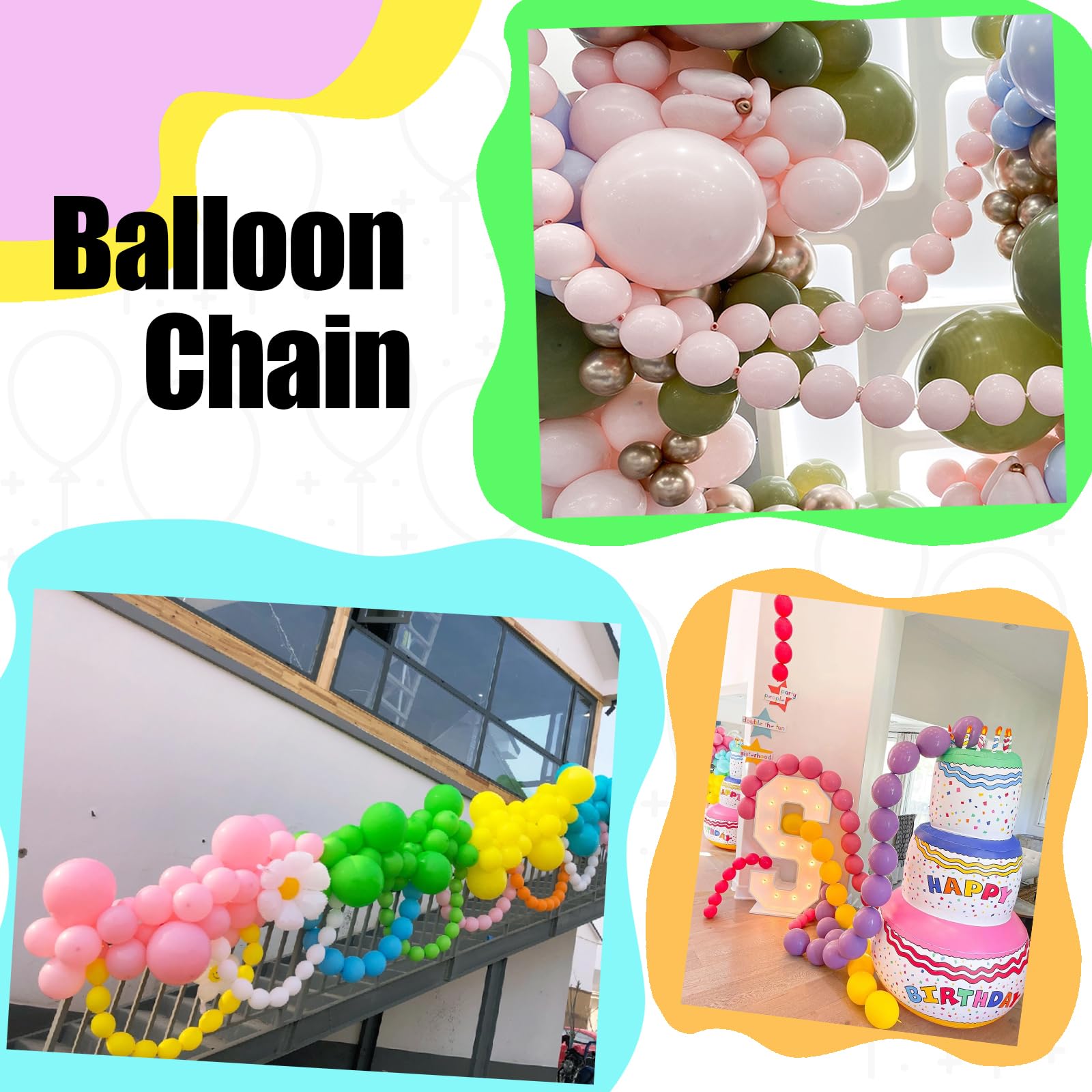 JINUPHION 100 Pcs 6-Inch Clear Link Balloons for Walls, Arches & Chains