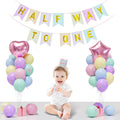 JIUENAGCN Half Way To One Baby Girl Banner & Pastel Balloon Decor