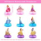 JJYHEHOT 9-Piece Princess Honeycomb Centrepieces – Princess Theme Table Decor
