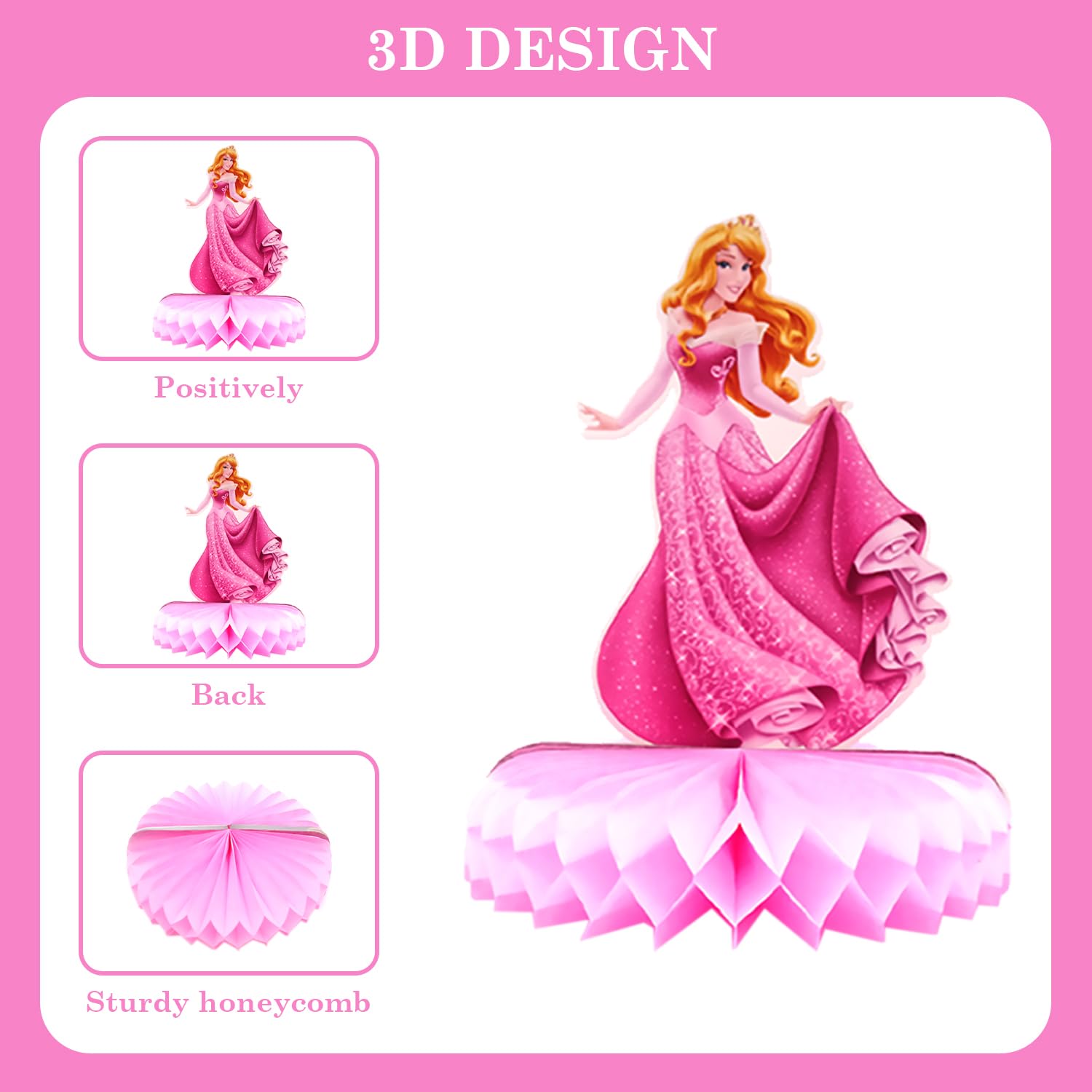 JJYHEHOT 9-Piece Princess Honeycomb Centrepieces – Princess Theme Table Decor