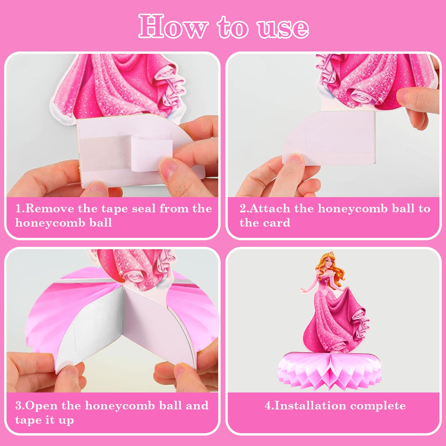 JJYHEHOT 9-Piece Princess Honeycomb Centrepieces – Princess Theme Table Decor