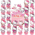 Jlemon 25pcs Cupcake Toppers - Happy Birthday Pink Cat Theme, Style A