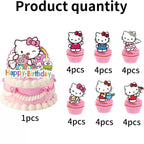 Jlemon 25pcs Kawaii Cat Cupcake Toppers – Hello Pink Cat Birthday Topper Set (Style B)
