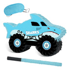 JOARHONAL Shark Monster Truck Pinata – Small Size with Blindfold & Bat
