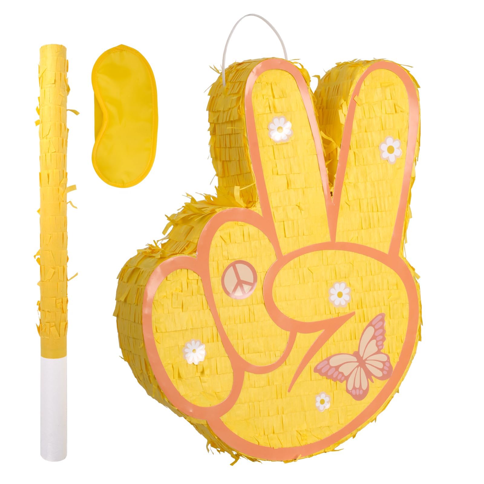 JOARHONAL Two Groovy Pinata – Retro Kids Party Game with Blindfold & Bat