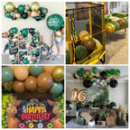 Jobkoo 60 Pcs Woodland Camo Latex Balloons – Sage Green, Gold & Brown