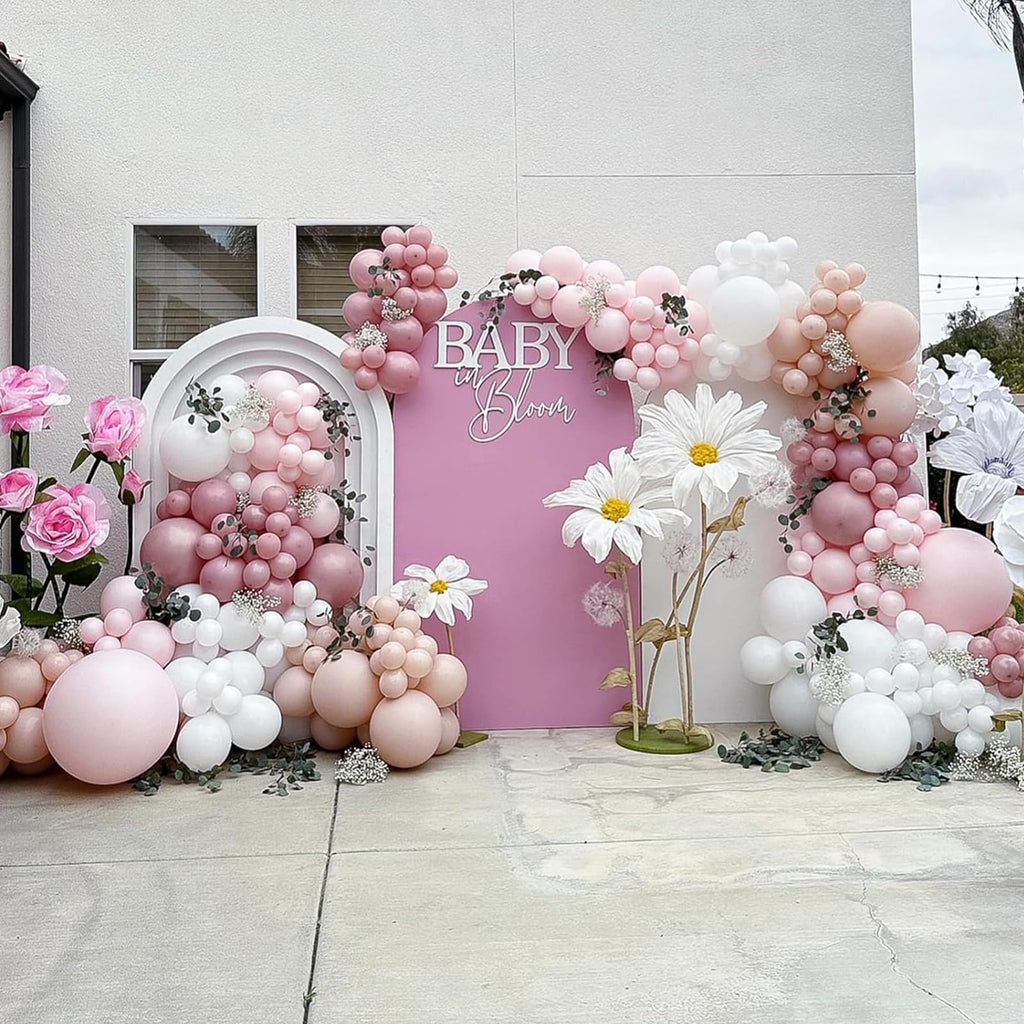 Jobkoo Pink Balloon Arch Garland Kit – 113Pcs Boho Blush Latex Balloons for Birthday, Baby Shower, Wedding