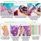 Jobkoo Pastel Birthday Decorations Kit – Macaron Rainbow Balloons, Fringe Curtain Backdrop & Banner