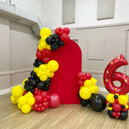 Jobkoo 12in Red Yellow Black Balloons with Lightning Print & Confetti — Biodegradable Latex