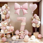 Jobkoo Number 7 Balloon Set – Pink Blush, Gold Beige & White 40" Latex & Foil Balloons for Boho 7th Birthday