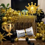 Jobkoo Graduation Decorations Class of 2025 Black & Gold Balloons Arch Kit – 120 Pcs