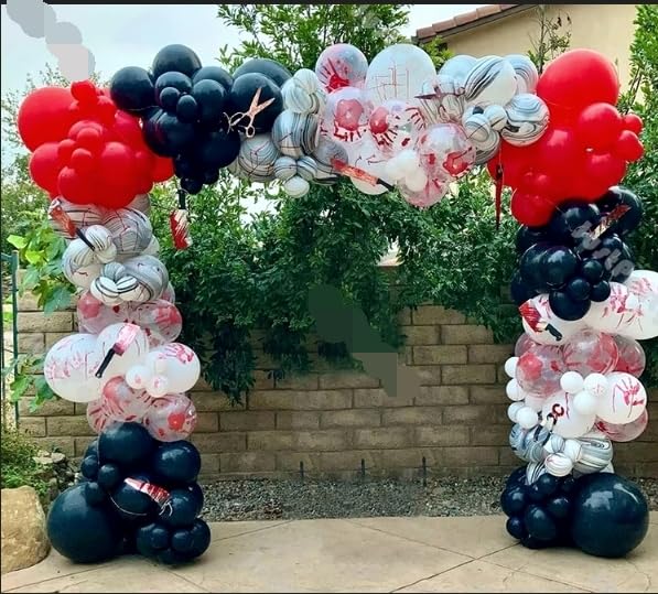 Jobkoo Halloween Balloons Garland Arch Kit – 125 Pc Red & Black Gothic Horror Decorations