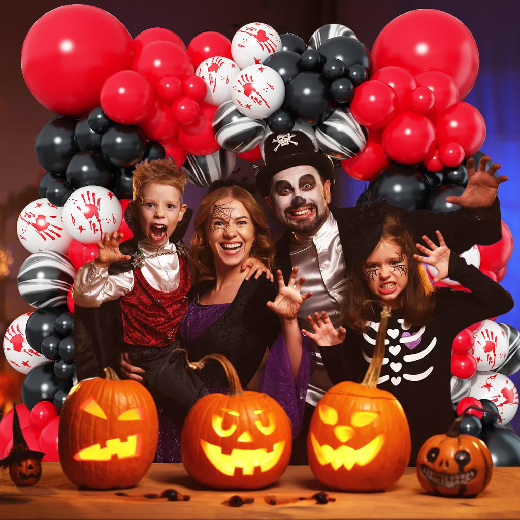Jobkoo Halloween Balloons Garland Arch Kit – 125 Pc Red & Black Gothic Horror Decorations