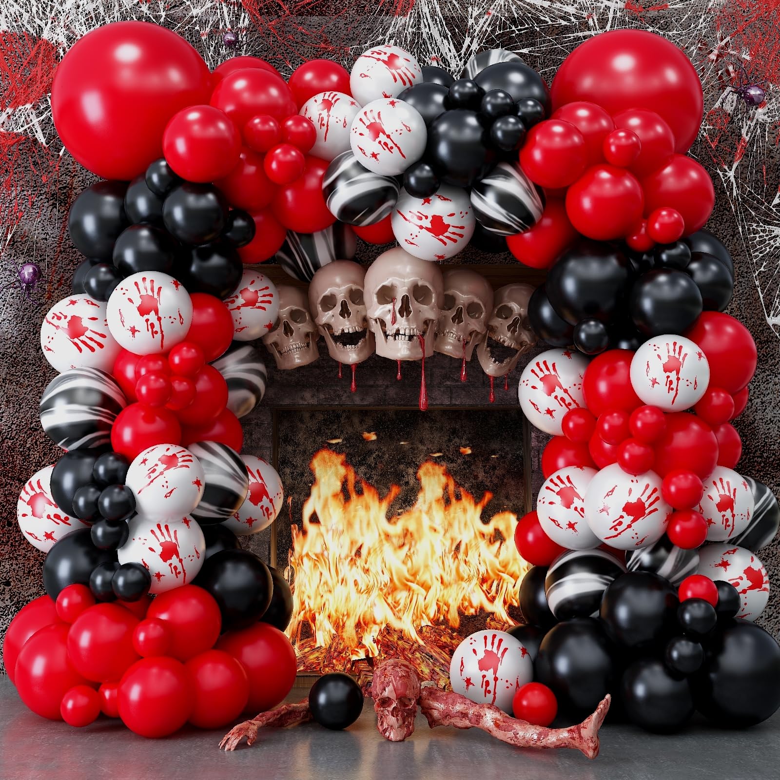 Jobkoo Halloween Balloons Garland Arch Kit – 125 Pc Red & Black Gothic Horror Decorations