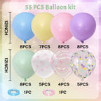 Jobkoo Pastel Bow Balloons – 55 Pcs Macaron Rainbow Set, 12in Party Decor
