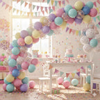 Jobkoo Pastel Bow Balloons – 55 Pcs Macaron Rainbow Set, 12in Party Decor