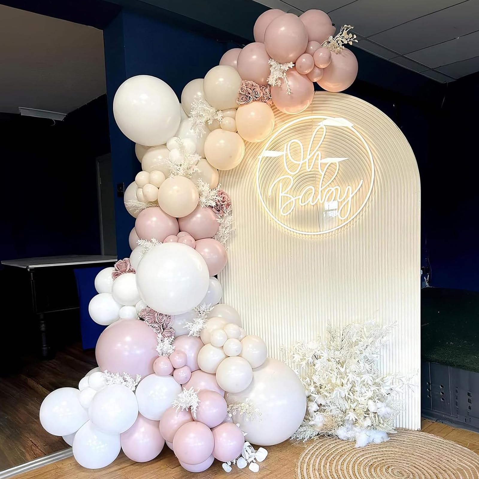 Jobkoo Pink Balloon Arch Garland Kit – 113Pcs Boho Blush Latex Balloons for Birthday, Baby Shower, Wedding