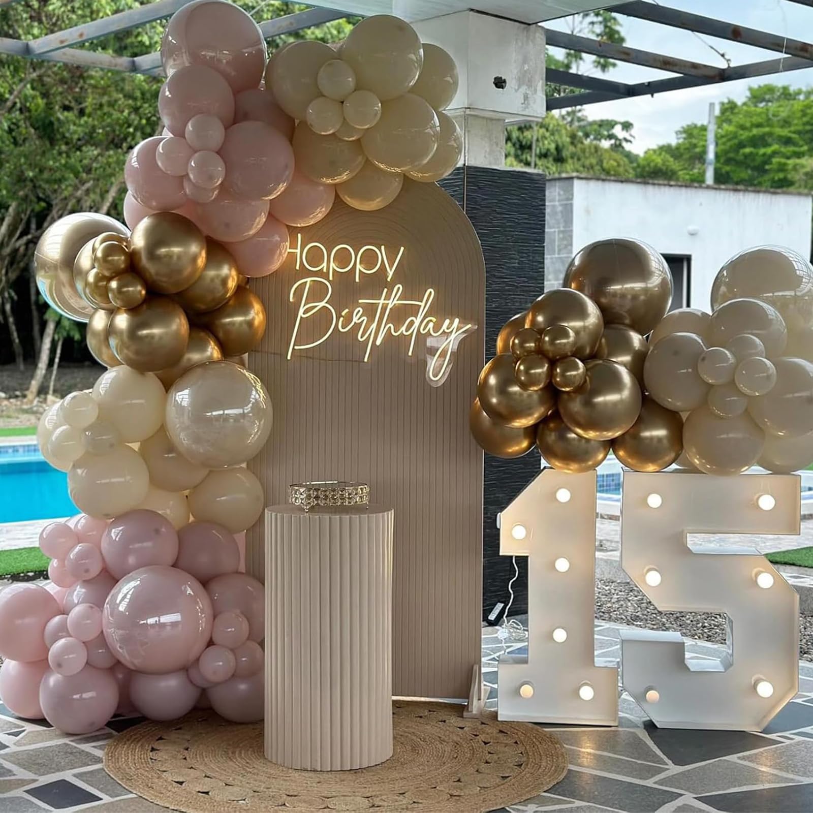 Jobkoo Pink Balloon Arch Garland Kit – 113Pcs Boho Blush Latex Balloons for Birthday, Baby Shower, Wedding