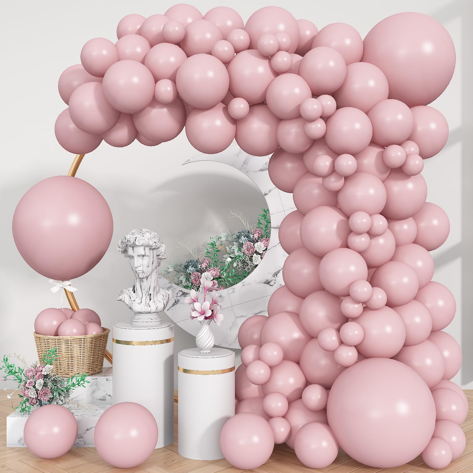 Jobkoo Pink Balloon Arch Garland Kit – 113Pcs Boho Blush Latex Balloons for Birthday, Baby Shower, Wedding