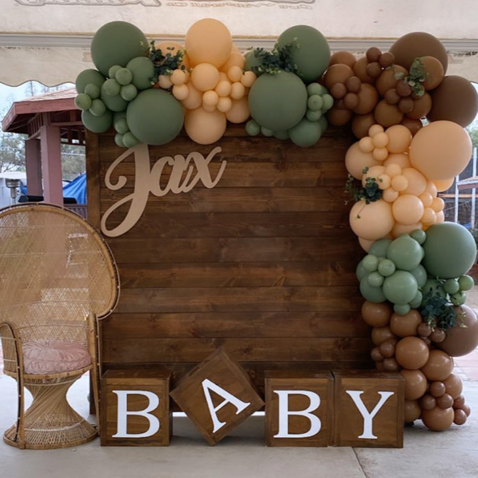 Jobkoo 60 Pcs Woodland Camo Latex Balloons – Sage Green, Gold & Brown