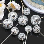 JOERSH 23pcs Disco Ball Cupcake Toppers – 70s Disco Theme Cake Picks & Happy Birthday Topper