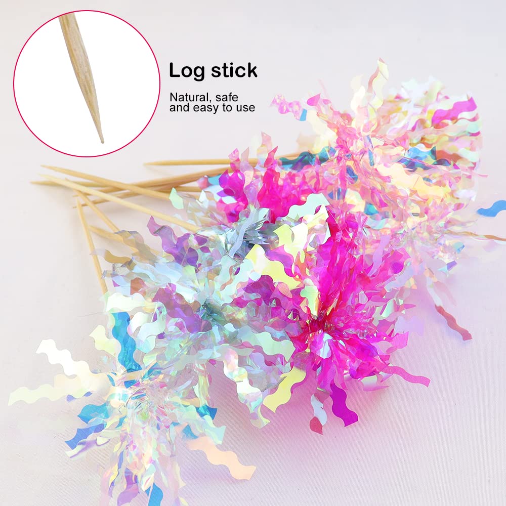 JOGILBOY 10 Pcs Happy Birthday Cake Toppers – Foil Firework Cupcake Picks & Party Decor