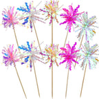 JOGILBOY 10 Pcs Happy Birthday Cake Toppers – Foil Firework Cupcake Picks & Party Decor