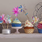 JOGILBOY 10 Pcs Happy Birthday Cake Toppers – Foil Firework Cupcake Picks & Party Decor