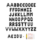 Jolixiraz 58-Pcs Letter Balloons Set — 16-Inch Black Mylar A-Z & AEIOU for Weddings, Birthdays, and More