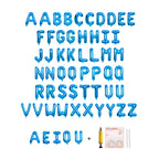 Jolixiraz 58-Piece Alphabet Balloons A-Z & AEIOU – 16-Inch Mylar Foil Set in Medium Blue