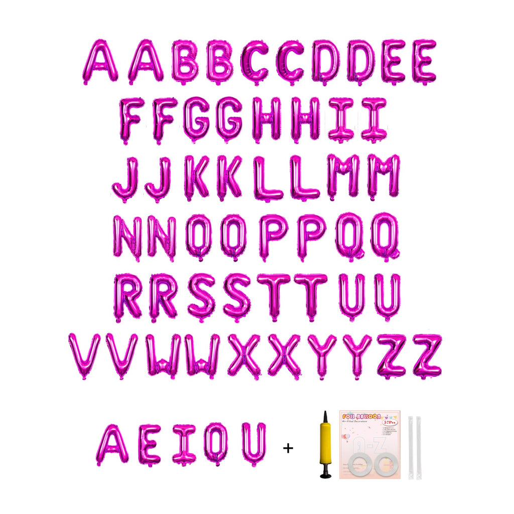 Jolixiraz 58-Pc Alphabet Balloons A-Z & AEIOU, 16-Inch Mylar Foil Set for Parties