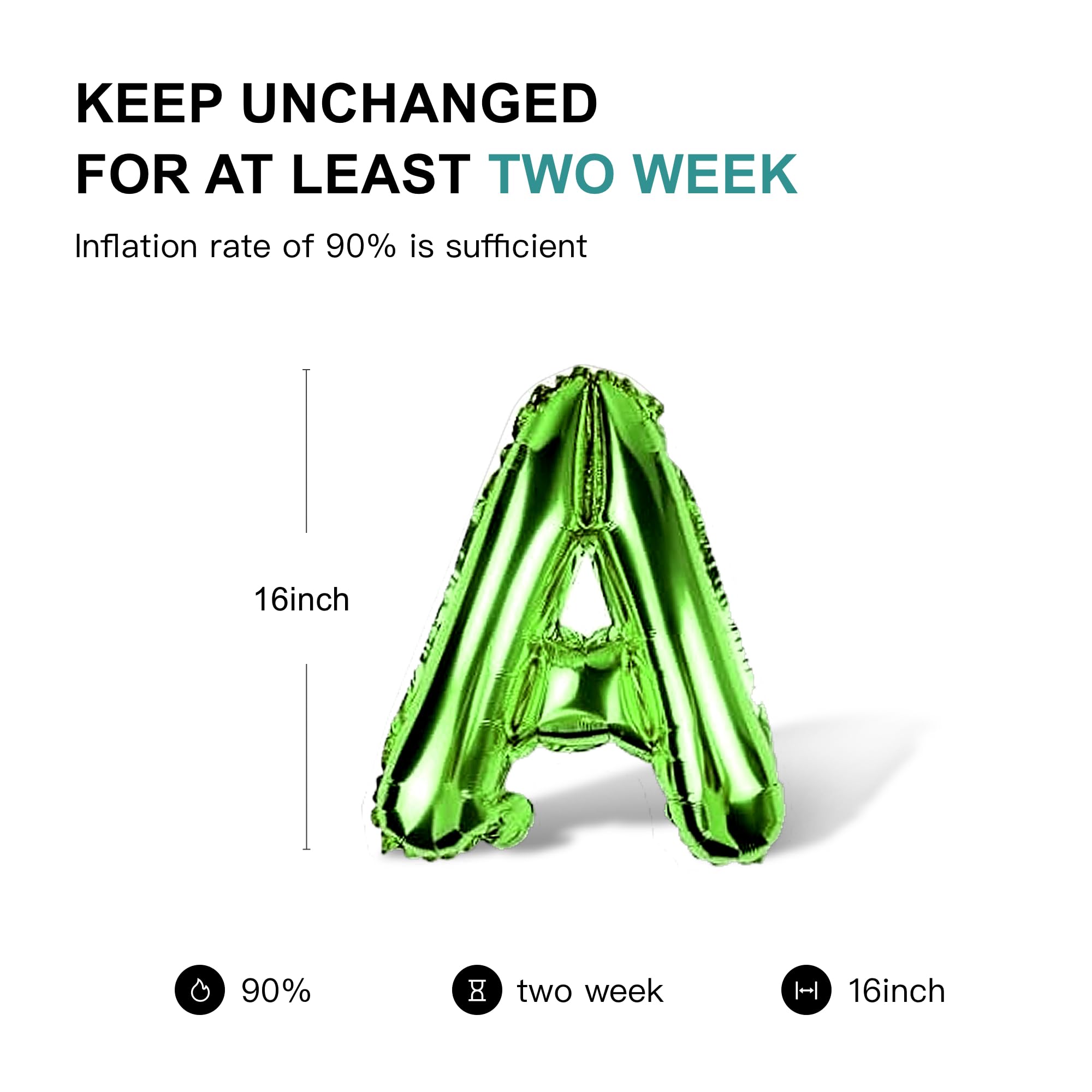 Jolixiraz 58 PCS Alphabet Balloons A-Z & AEIOU — 16-Inch Green Mylar Foil Set for Weddings, Birthdays, and Events