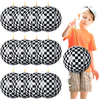 JolliLudo 12 Pcs Punching Balloons – Black & White Checkered PVC Balloons for Kids, Party Favors & Prizes