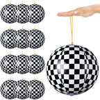 JolliLudo 12 Pcs Punching Balloons – Black & White Checkered PVC Balloons for Kids, Party Favors & Prizes