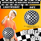 JolliLudo 12 Pcs Punching Balloons – Black & White Checkered PVC Balloons for Kids, Party Favors & Prizes