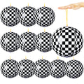 JolliLudo 12 Pcs Punching Balloons – Black & White Checkered PVC Balloons for Kids, Party Favors & Prizes