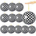 JolliLudo 12 Pcs Punching Balloons – Black & White Checkered PVC Balloons for Kids, Party Favors & Prizes