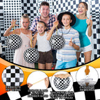 JolliLudo 12 Pcs Punching Balloons – Black & White Checkered PVC Balloons for Kids, Party Favors & Prizes