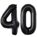 Jonhamwelbor Black 40th Birthday Number Balloons — Giant 42-Inch Foil Mylar No.4 & No.0 Set