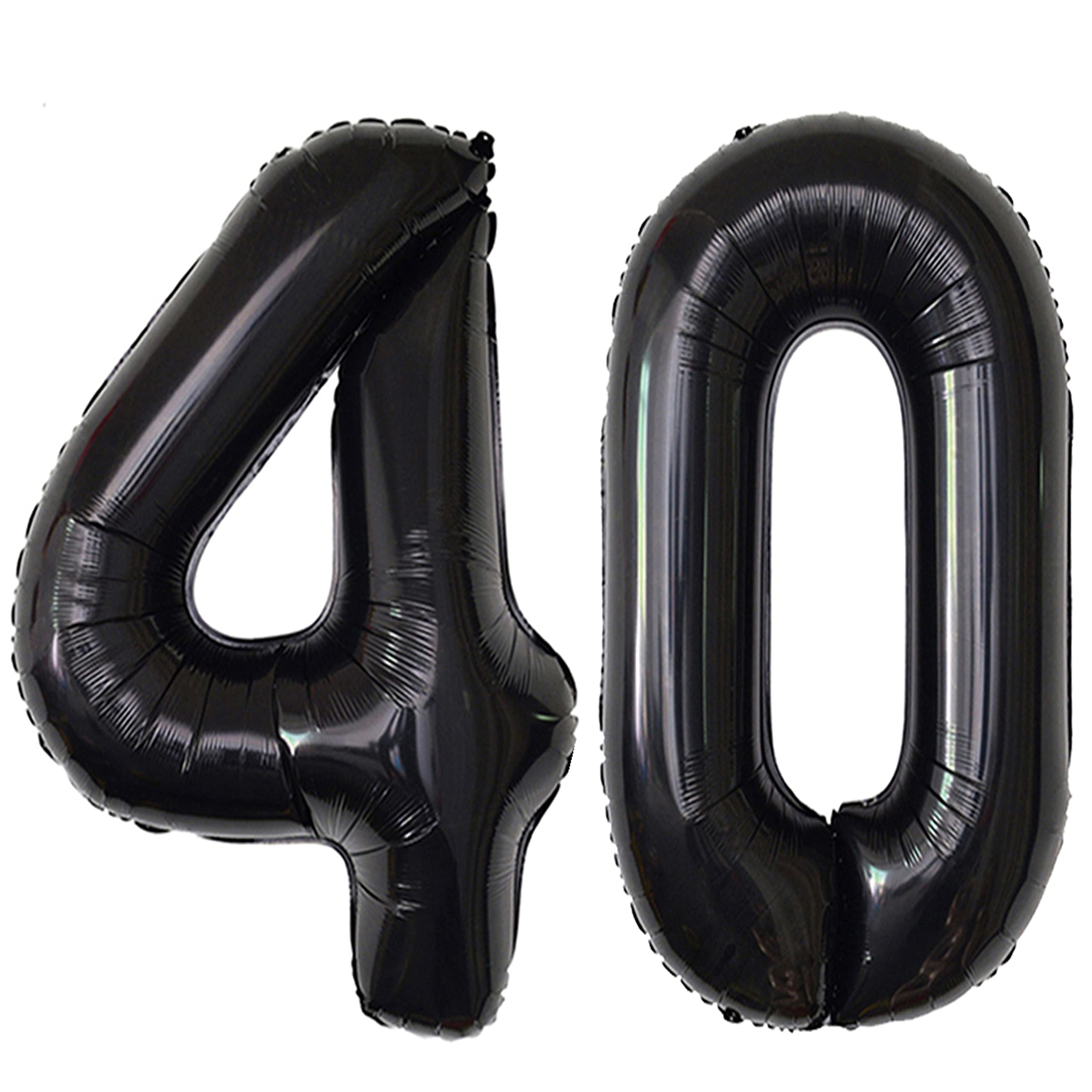 Jonhamwelbor Black 40th Birthday Number Balloons — Giant 42-Inch Foil Mylar No.4 & No.0 Set